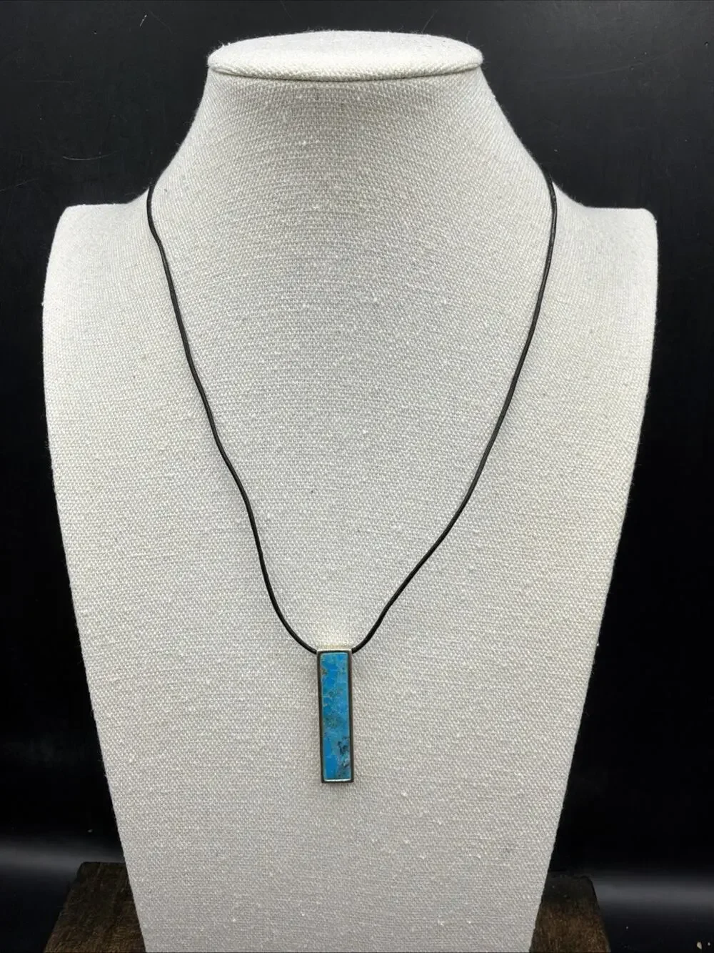 Barse Bar Turquoise Necklace- Leather & Silver - NWT